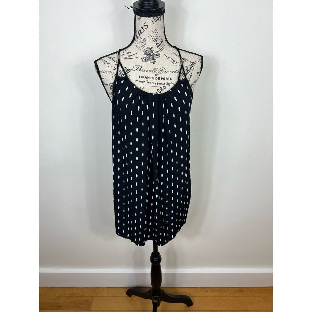 Worthington Black and white polka dot patterned halter spaghetti strap tank top